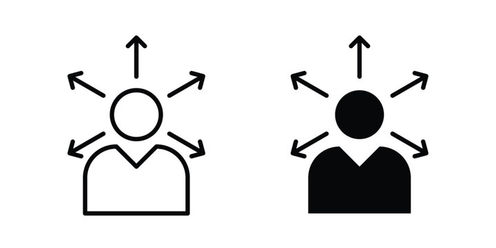 Self awareness icon pack in line art and flat design style