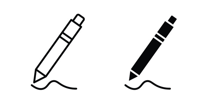 Signature icon pack in line art and flat design style