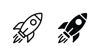 Rocket Ship Icons, Space Exploration Vector Graphics, Futuristic Launch Symbols, Sci-Fi Adventure Elements, Black and White Design © Sazzad