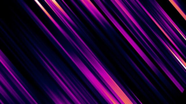 Abstract motion background with diagonal glowing neon lines moving in dynamic dark purple light.