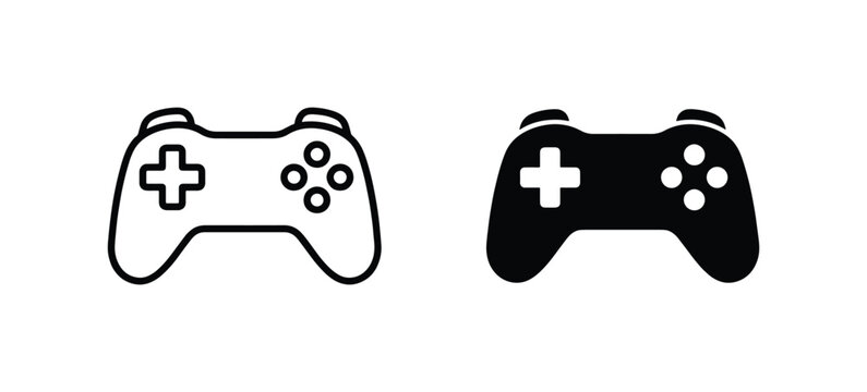 Video Game Controller Icons, Gaming Input Device Symbols, Digital Entertainment Control Vector Graphics