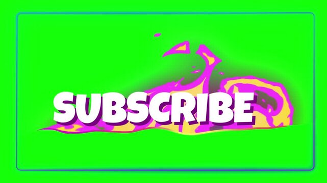Animated subscribe button with colorful gradient on green background