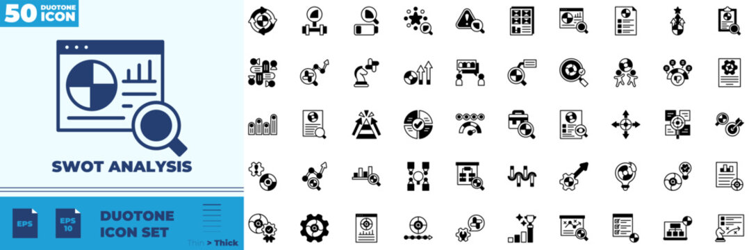 Swot Analysis Duotone Editable Icons set