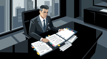 Naklejka premium Businessman working at office desk.