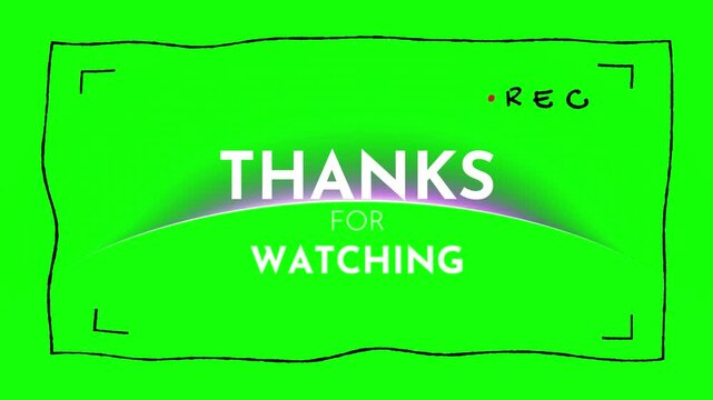 Animated green screen end credits with white text and black outline