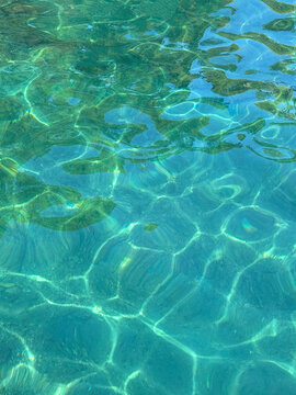 Beautiful turquoise blue sea watercolor vertical.