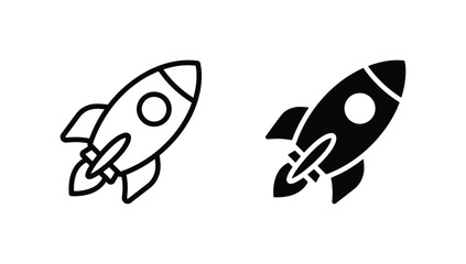 Rocket Ship Icons, Spacecraft Vector Graphics, Launching Shuttle Symbols, Cosmic Exploration and Technology © Sazzad