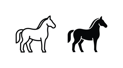 Fototapeta premium Elegant Horse Icons, Vector Silhouettes, Equine Animal Graphics, Black and White Horse Symbols for Equestrian and Farm Themes