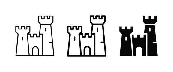 Castle Icons Set, Medieval Fortress Symbols, Royal Architecture Graphics, Fantasy Kingdom Symbols, Vector Illustrations © Rukaiya