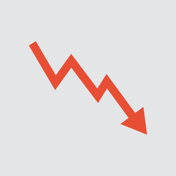 The downward trend line graph shows a decline in data over time.