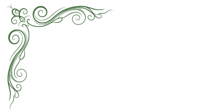 Elegant Green Swirls Corner Flourish Ornament