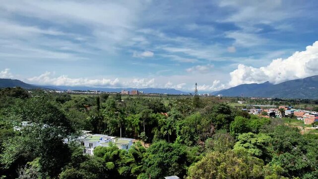Aerial View of Fusagasuga Cityscape and Andean Mountains in Colombia