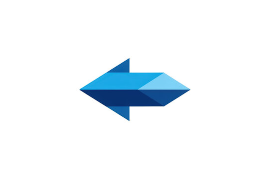 Blue geometric arrow showing a leftward direction with a modern 3d look, useful for user interface and navigation