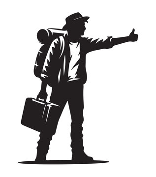  Hitchhiker SVG Drifter Traveler Backpacker Hiker Silhouette.