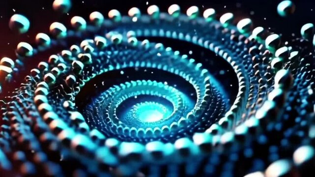 3D Shiny Spheres Spiral Motion Loop Background