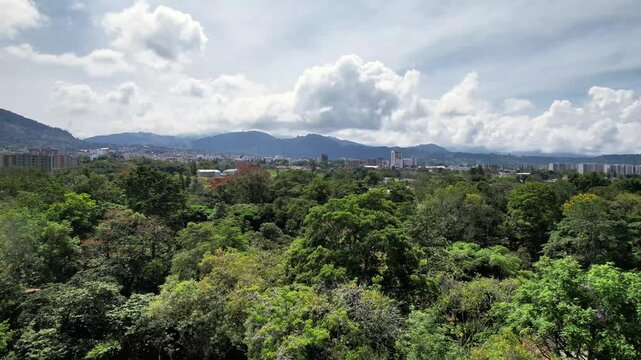 Aerial View of Fusagasuga Cityscape and Andean Mountains in Colombia