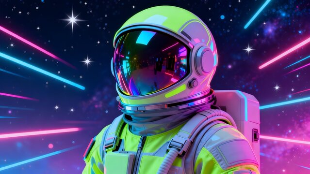 Astronaut in neon space suit