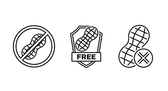 Peanut allergy icons no peanuts peanut free and allergen warning
