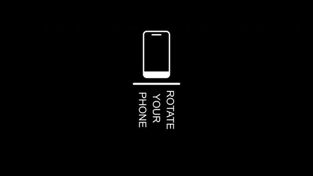 Rotate Phone of a smartphone screen rotating from horizontal to vertical orientation. Video template for social networks. 4k video on black background