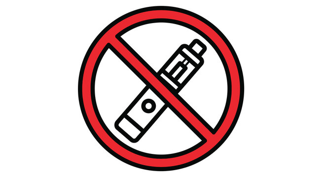 no vaping sign prohibition icon with electronic cigarette red circle