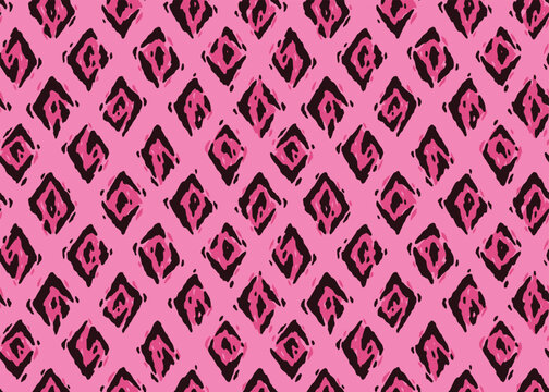 Abstract pink ikat batik seamless pattern background. Vector illustration art backdrop