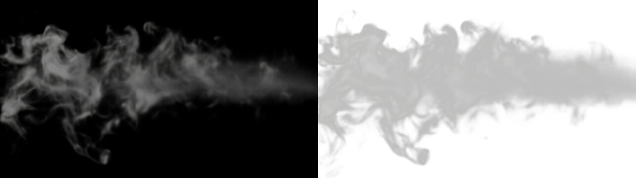 Smoke flowing from right to left on a transparent background creating a soft texture effect, PNG with a light overlay