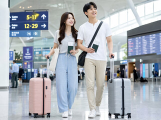 Fototapeta premium 공항의 여행 커플 / Travel Couple at Airport