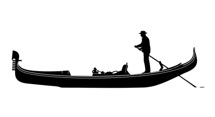 Gondola silhouette with gondolier on white background © Kobita