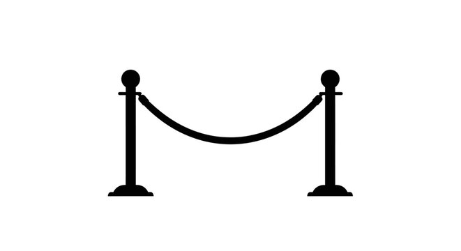 Rope barrier silhouette on white background