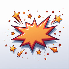 Obraz premium Explosive Visual: Dynamic burst of energy radiating outward, illustrated in a vibrant explosion with bold colors and stars, perfect for conveying excitement and impact.