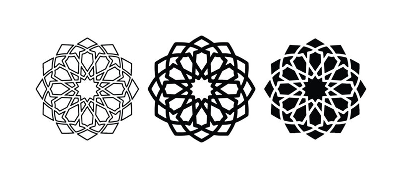 Islamic Geometric Patterns, Ornate Star Designs, Decorative Arabesque Motifs, Vector Art Collection