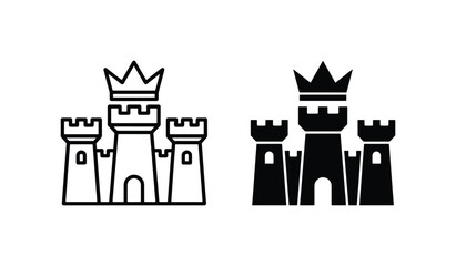 Royal Castle Icons, Medieval Fortress Symbols, King's Palace Vector Graphics, Set of Two Monarch Building Illustrations © Abdullah