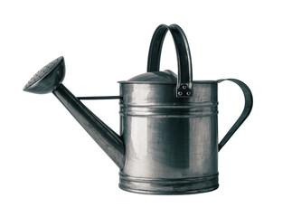 Isolated antique style galvanized metal watering can for gardening and outdoor plant care © Ioana