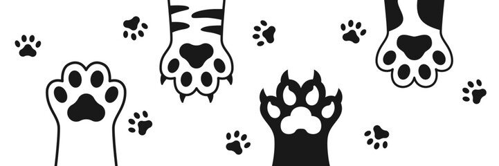 Cat and dog paw icon in flat style. Animal foot vector illustration on isolated background. Kitten and puppy paws sign business concept. © Lysenko.A