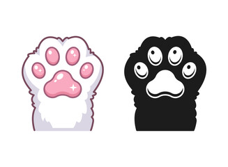 Cat and dog paw icon in flat style. Animal foot vector illustration on isolated background. Kitten and puppy paws sign business concept. © Lysenko.A