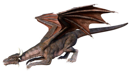 Fototapeta premium 3D Rendering Fairy Tale Dragon on White