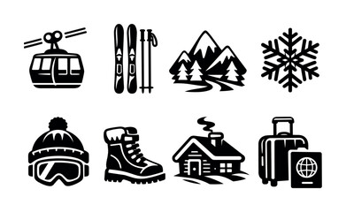 Winter sports and travel icons collection for mountain adventures © Compositor 