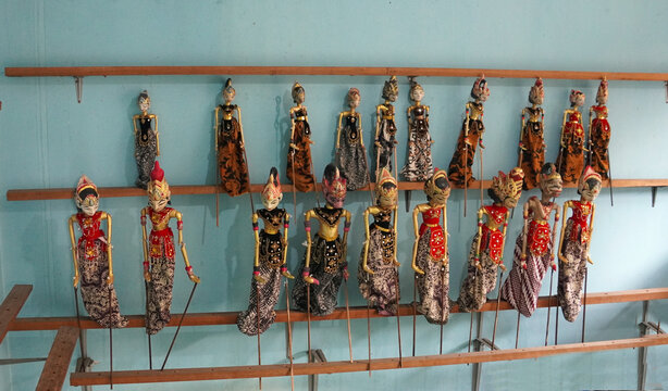 Traditional Javanese wayang golek wooden puppets