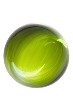 Isolated elegant polished green cat eye oval gemstone with luminous internal swirling effect