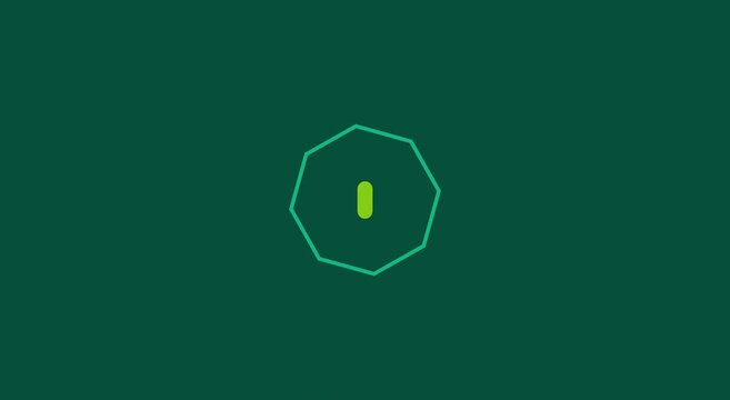 Minimalist geometric octagon pulse animation on dark green animation background