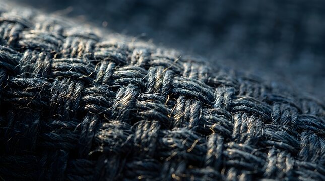 Close-Up Texture Detail of Woven Fabric Material Showing Fiber Patterns and Textile Structure in Macro View