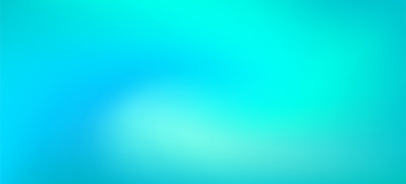 Bright turquoise gradient background. Vibrant fluid teal color backdrop. Abstract smooth fresh mint wallpaper. Blur vivid blue green marine concept texture for banner, poster, brochure. Vector