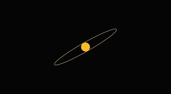 Minimalist gold orbiting sphere motion on animation black background
