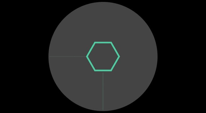 Minimalist hexagon hud with pulsing circular motion animation