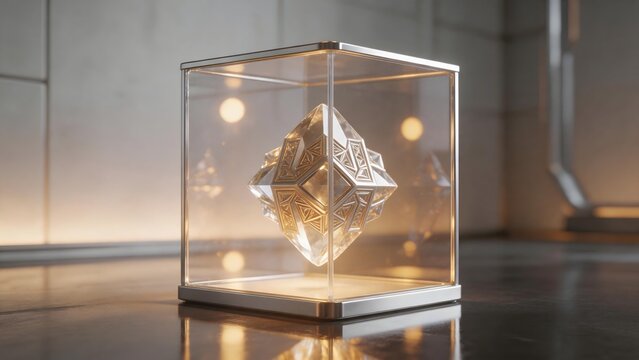 Geometric crystal in glass case