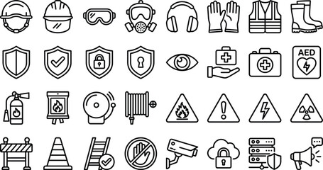 Collection of workplace safety and security icons © MdHabibur