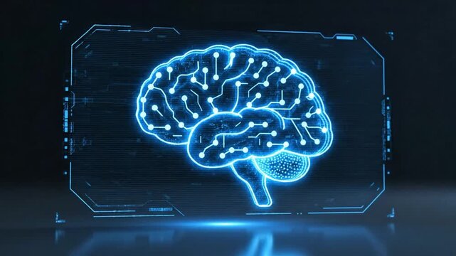 Futuristic AI Brain Icon Animation With Glowing Neural Connections