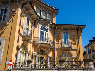 Fototapeta premium Historic buildings along Via XX Settembre in Lodi, Italy
