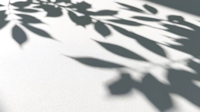 Soft shadows of foliage gently moving across a white surface, creating a tranquil and calming atmosphere