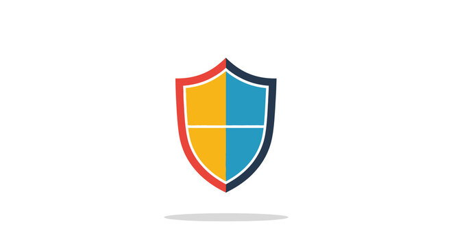 Shield emblem with divided quadrants flat vector illustration on white